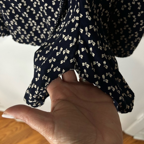 VTG Laundry by Shelli Segal Coquette Bow Blue & White Wrap Culotte Romper  Sz 12 - Picture 4 of 14